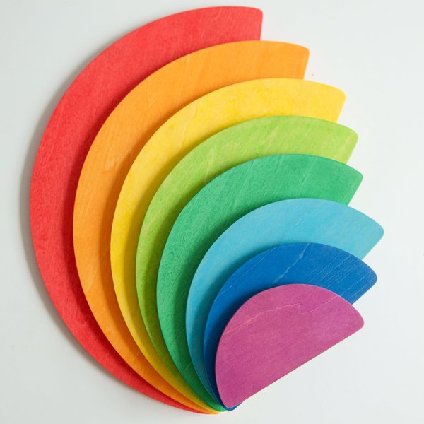 AVDAR 8Pcs Wooden Rainbow Semicircle Stacker Toy, Semicircle Rainbow Stacking Puzzle, Montessori Nesting Puzzle for Kids, Rainbow Building Blocks Board Set for Learn Creative Thinking Toys