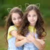 Bunnycool 2 Pcs Crystal Cat Ears Headband Rhinestone Cat Ear Tiaras Hair Band Party Cosplay Costume Accessory for Girls Women Golden Silver