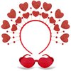 BleSky Heart Headband Valentines Day with Red Heart Shape Sunglasses Hair Accessories for Valentine Wedding Anniversary Party Favors