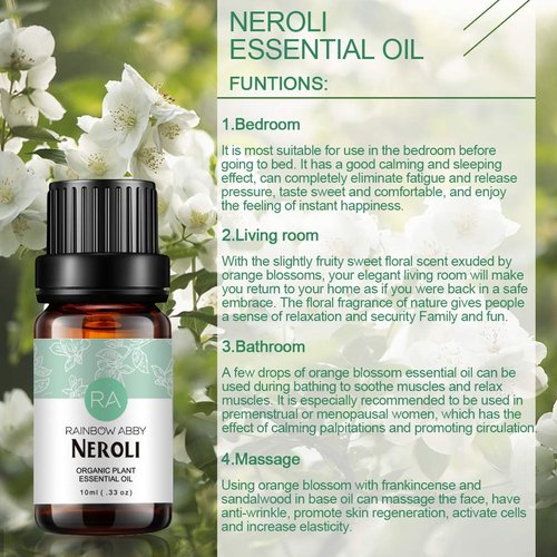 2-Pack Neroli Essential Oil 100% Pure Oganic Plant Natrual Flower Essential Oil for Diffuser Message Skin Care - 10ML