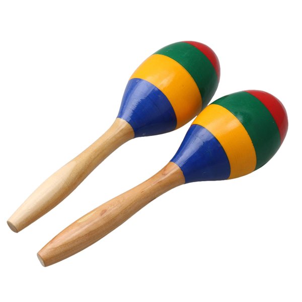 2PCS Color Wooden Orff Sand Ball Maraca Percussion Hand-cranked Musical Instrument
