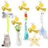 Ainvhh 5 PCS Interactive Cat Feather Toys, Hanging Door Cat Toy Retractable Cat Teaser Toys Indoor Feather Kitten Fun Mental Physical Exercise Kitten Toys