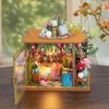 DIY Miniature Dollhouse Kit Wooden Dolls House with LED Creative Room Mini House Building Kit for Birthday Gift (Field hut)