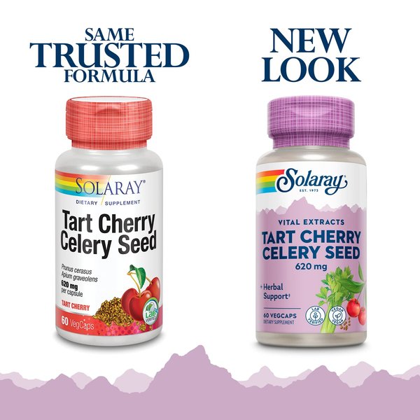 SOLARAY Tart Cherry & Celery Seed | Healthy Uric Acid Levels, Joint, Muscle Recovery & Sleep Support | 60 VegCaps