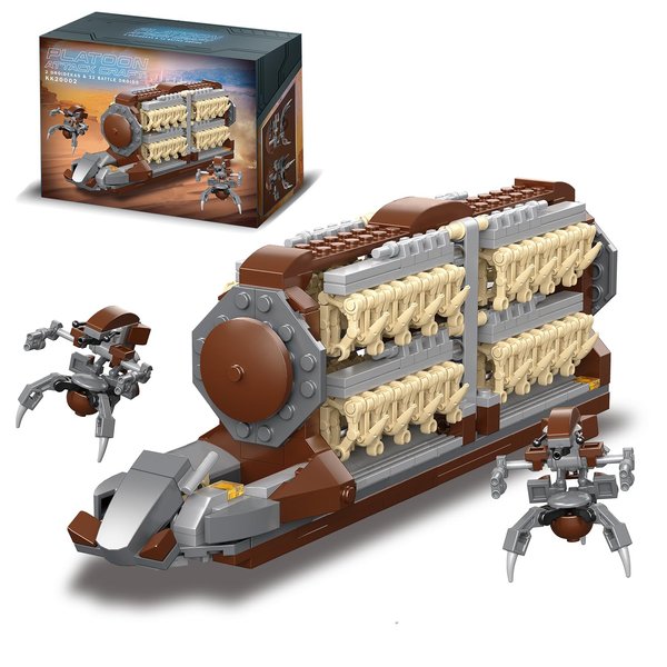 Mavo brix Battle Army Clone Platoon Attack Craft Building Set, 32 PCS Battle Soldiers Figures with Weapons, Troop Carrier Building Toys with 2 Droidekas for Adult, 537 PCS