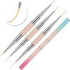 JASSINS Nail Fine Liner Brushes,3 Pcs Double head Nail Art Liner Brushes,Gel Polish Nail Paintings Design Brush,Lines Exquisite patterns Metal Nail Tools(7/9/11/15/20/25mm)