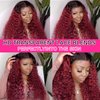 Juvid 99j Burgundy Curly Lace Front Wigs Human Hair 13x6 OmbreBlack and Burgundy Lace Frontal Wig Pre Plucked Glueless 180% Density Dark Root 1B Burgundy Curly HD Lace Wig for Women 26 Inch