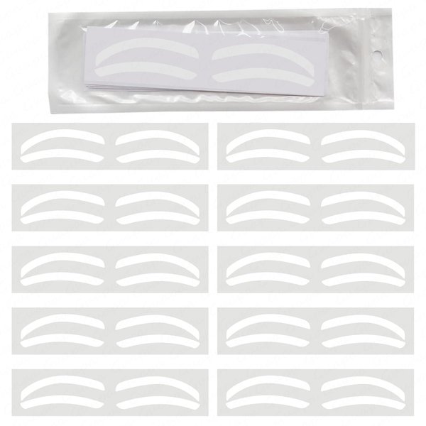 Disposable Eyebrow Design Stencil Eyebrow Tint Airbrush Auxiliary Sticker for Brows Shaping with Single Eyebrows Type Option (1 Bag - C type - 10 Pairs)