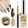 DAGEDA 12ml Metallic Nail Painting Gold Gel Liner,Mirror Gel Polish Build in Thin Brush,Chrome Gel Nail Polish High Gloss Nail Painted,Metal Drawing Liner Gel Soak Off UV/LED DIY Nail Art