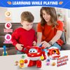 Super Wings Toy Vending Machine for Kids, Mini Gumball Machine Gashapon Machine with Colorful Balls & Role Dolls & DIY Stickers, Cause and Effect Toys for Boys Girls, Jett Lucky Ball Mixer