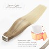 LacerHair Balayage Tape in Hair Extensions Human Hair Double Side Tape Seamless Skin Weft Ombre Light Brown Fading to Platinum Blonde B#8/60 50 Grams 20Pcs 20 Inch