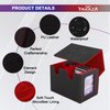 YAXAZA MTG Deck Box with Commander Display Window, Fits 200+ Double-Sleeved Cards, Strong Magnetic PU Leather CardDeck Case with 2 Dividers, 1 Toploader, and Dice Tray(Black & Red)