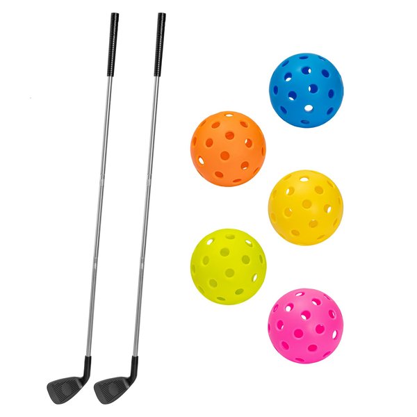 SJEhome Golf Bucket 2 Clubs and Golf Bucket 5 Balls Suitable for 9 Hole Bucket Game Golf, 6 Hole Backyard Yard Practice Outdoor Indoor Golf Gifts (2 Golf Clubs+5 Golf Balls)