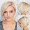 Siudus Short Blonde Wigs for White Women Short Straight Side Part Layered Wigs Synthetic Daily Party Hair Wig