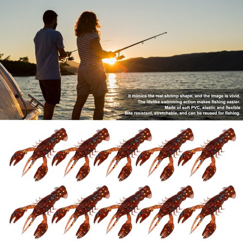 Fishing Lures, Elastic Flexible Soft Fishing Bait Reusable Fishing Lure Realistic Crayfish Soft Bait for Mandarin Fish, Black Fish, Perch, Carp