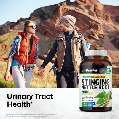 Stinging Nettle Capsules - Natural Urinary Tract & Overall Health Support - Organic Nettle Root Powder (Urtica Dioica) 1800 mg - 250 Vegan Pills - Non GMO