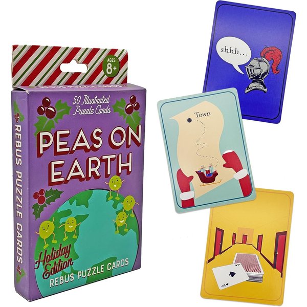 Project Genius Peas on Earth Christmas Party Game, 50 Holiday Themed Puzzle Cards, Adults & Kids Age 8 and Up, Stocking Stuffer Card Pack, Family Game