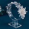 WEZTEZ Bridal Hair Comb Crystal Flower Vine Wedding Hair Pieces Rhinestones Pearl Wedding Headbands,Handmade Bridal Hair Pieces Prom Hair Accessories Sliver