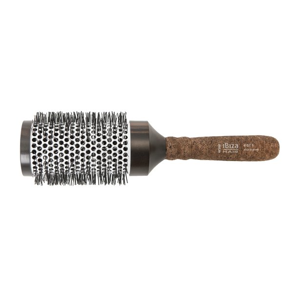Ibiza Hair Professional Ceramic Round Brush (CC5, 75mm), Carbon Fiber/Nylon Bristles & Ergonomic Cork Handle, Heat Resistant Ionic Hair Brush to Reduce Frizz & Static Electricity, For Soft Volume
