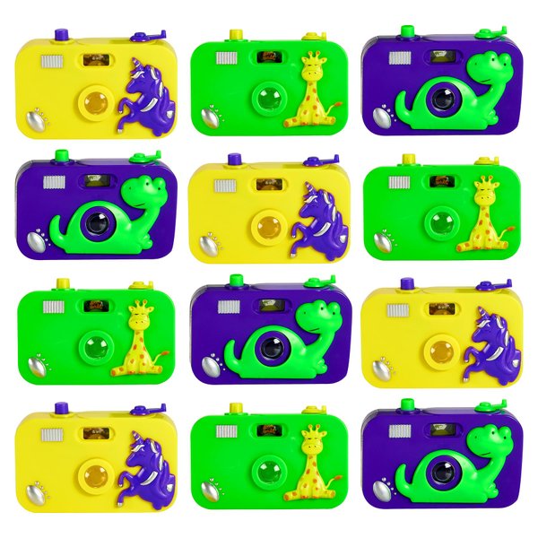 Playbees Toy Camera for Kids - 12 Pack - Wild One Party Favors Camera Toy for Children’s Pretend Play Prop with Images in Viewfinder, Birthday Party Favors, Idea for Boys & Girls