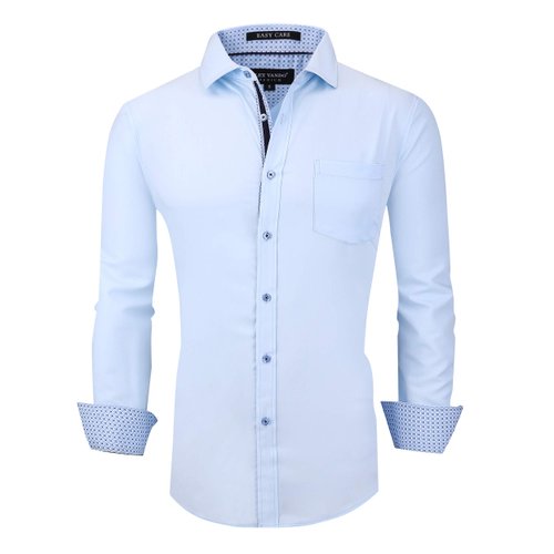 Alex Vando Mens Dress Shirts Wrinkle Free Regular Fit Stretch Rayon Bamboo Button Down Shirt,Blue,XXL