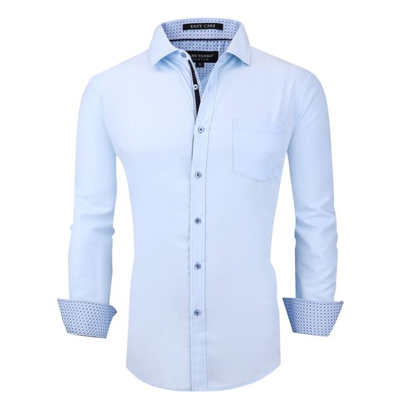 Alex Vando Mens Dress Shirts Wrinkle Free Regular Fit Stretch Rayon Bamboo Button Down Shirt,Blue,XXL