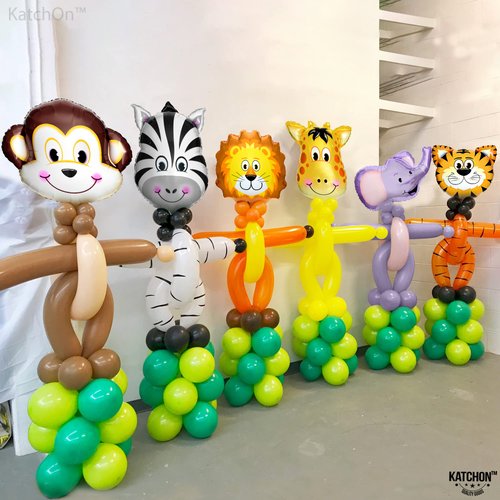KatchOn, Safari Jungle Animal Balloons - Pack of 6, Safari Animal Balloons | Safari Balloons, Zoo Birthday Party Decorations | Animal Birthday Party Decorations, Wild One Birthday Decorations