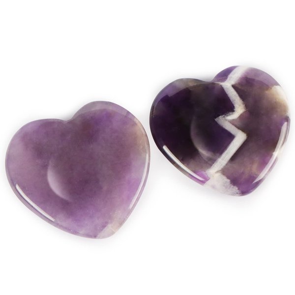 Artistone Amethyst Crystal Heart Worry Stones Healing Crystals Set 2Pcs 1.6 Inch Pocket Chakra Love Thumb Gemstones for Anxiety Stress Relief Meditation Spiritual Gifts