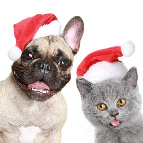 2 Pcs Pet Christmas Santa Hats Dog Cat Plush Xmas Red Hat Merry Christmas Caps Adjustable Puppy Kitten Headpiece Cosplay Costume Holiday Party Supplies Decorations Comfort Liner Soft Hair Accessories