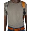 Barsony Saddle Tan Leather Vertical Cross Harness Shoulder Holster for Ruger LCR 38, 357 Right