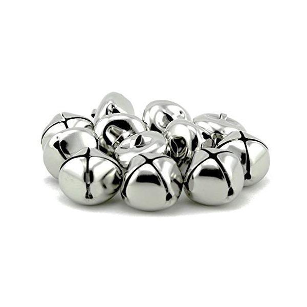 Pack of 50 pcs 1 Inch Christmas Jingle Bells for Holiday Decoration and DIY Craft Bells (Silver)