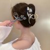 Tulip Hair Clips with Pearl Rhinestones Gold Flower Metal Hair Accessories for Women Girls Elegant Tulip Hair Claw Clips Shiny Hairpins Strong Hold Hair Clip for Thick or Thin Hair 1 Pcs