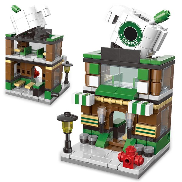 Tyoery Coffee Shop Building Blocks City Street View Building Set, DIY Creative Model Toys, Ideas Gifts for Kids Age 6-12, Compatible with Lego (208pcs)