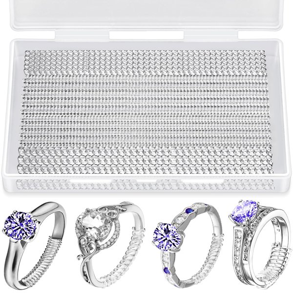 22 Pack Ring Sizer Adjuster for Loose Rings, 4 Sizes Silicone Ring Guards Invisible Ring Adjuster Spiral Ring Spacers Fitter with Polishing Cloth, Transparent Ring Resizer Tightener for Women and Men