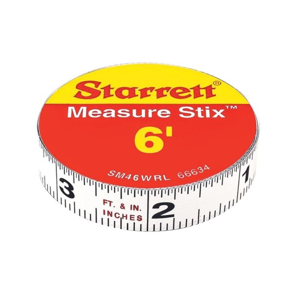 Starrett Tape Measure Stix with Adhesive Backing - Mount to Work Bench, Saw Table, Drafting Table - 1/2" x 6', English Metric, Right-Left Reading - SM46WRL