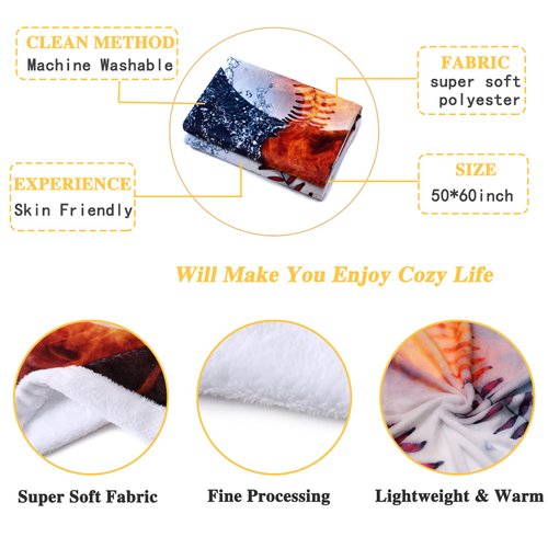 Blytheyes Baseball Blanket Throw Blanket Flannel Blanket Soft Baseball Blanket Adorable Kids Blanket Bed Blanket Super Soft Flannel Sofa Blanket for Office, Bedroom, Travel, All Seasons 50 * 60inch