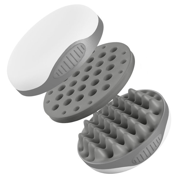 WTTORDE Silicone Curly Hair Brush, Twist Curl Comb for Afro Curls, Two-Sided Use Hair Wave Tool for Short Hair, Different Sized Holes Durable Curling Combs for Men Women, Gray