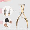 NEWISHTOOL Tape in Hair Extension Tools Kit, Stainless Steel Hair Sealing Pliers Fine Tail Comb Hair Clips & Hair Pads for Human Hair Extension Tape Sealing, Gold Flat Surface Taping Clamp Plier