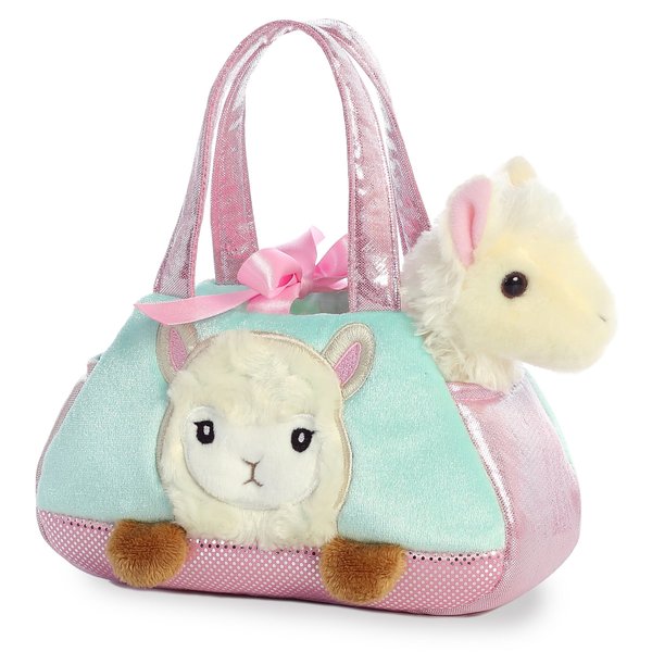 Aurora® Fashionable Fancy Pals™ Peek-A-Boo Llama Stuffed Animal - On-The-go Companions - Stylish Accessories - Multicolor 7 Inches