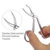 3 Packs Eyebrow Tweezers, Scissors Shaped Eyebrow Straight Tip Tweezers Clip, Flat Tip Tweezers Hair Plucker, Straight Tip Hairgripping Eyebrow (Silver Plated)