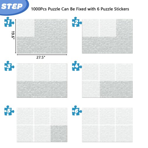Puzzle Glue Sheets for 6 X 1000 Puzzles, 36 Puzzle Saver Sheets Peel & Stick, Puzzle Saver No Stress & No Mess, Clear Puzzle Sticker Sheets Preserve Your Puzzles with 12 Adhesive Hangers & 1 Scraper