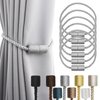 Porlau 6 Pack Grey Strong Magnetic Curtain Tiebacks Outdoor Elegant Decorative Tie Backs Modern Rope Tiebacks for Drapes Window Curtain Holdbacks for Draperies