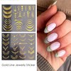Flowers Nail Art Stickers Decals Gold Line Designs Nail Supplies 3D Self-Adhesive Leaves Floral Nails Decals Acrylic Nail Sticker for Women Girls Manicure Decorations Accessories Set 12Sheets
