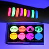 MEICOLY Glow UV Blacklight Face Paint, 8 Bright Colors Neon Fluorescent Body Painting Palette,Water Activated Eyeliner,Water Based Glow In The Dark Party Halloween Washable for Kids Adult Body Paint