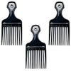 Luxxii (3 Pack) 6" Plastic Afro Pick Lift Hair Comb Detangle Wig Braid Hair Man Styling Comb (Black_A)