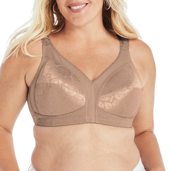 PLAYTEX Womens 18 Hour Comfort-strap Wireless Bra, Full-coverage With 4-way Trusupport, Single & 2-pack Bras, Toffee, 44C US