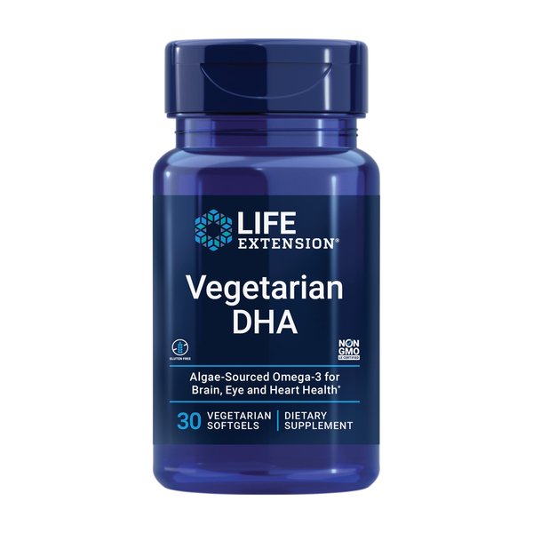 Life Extension Vegetarian DHA - Algae Plant Based Omega3 Fatty Acid DHA Supplements for Eye, Brain & Heart Health Support for Adult and Kids - Gluten-Free, Vegetarian, Non-GMO - 30 Softgels