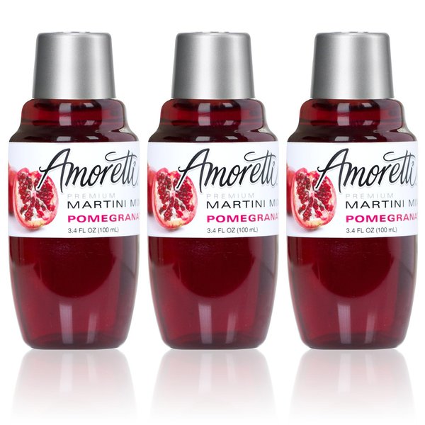 Amoretti Premium Martini Cocktail Mix Minis, Pomegranate, 3- Pack 3.4 Fluid Ounce