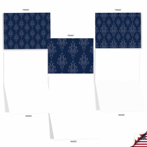 The Best Card Company - 10 Boxed All Occasion Cards with Envelopes (4 x 5.12 Inch) - Colorful, Fun Note Cards Assorted - Indigo Blues M1776BN