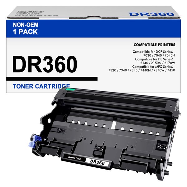 DR360 DR-360 Compatible Drum Unit Replacement for Brother DR 360 DR-360 Compatible with DCP-7040 DCP-7030 MFC-7840W HL-2140 MFC-7340 MFC-7440N HL-2170W HL-2150N Printer(1 Black)